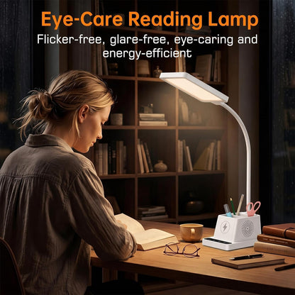 LED Desk Lamps for Home Office with Storage,15W Fast Wireless Charger