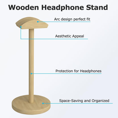 Headphone for Desk Hanger Holder Organizer Keeper Racks Storage Mount Gaming Headset Stand Premium Functional Craftmanship Headset Stand (Wood Tone)