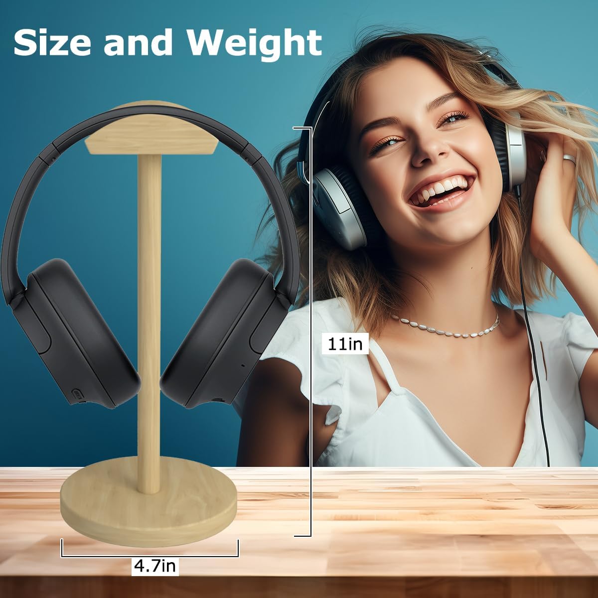 Headphone for Desk Hanger Holder Organizer Keeper Racks Storage Mount Gaming Headset Stand Premium Functional Craftmanship Headset Stand (Wood Tone)