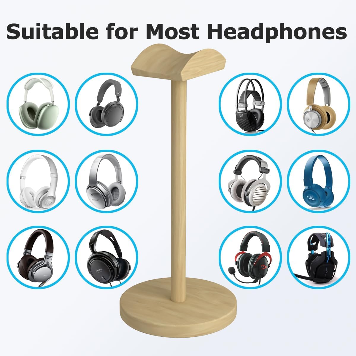 Headphone for Desk Hanger Holder Organizer Keeper Racks Storage Mount Gaming Headset Stand Premium Functional Craftmanship Headset Stand (Wood Tone)