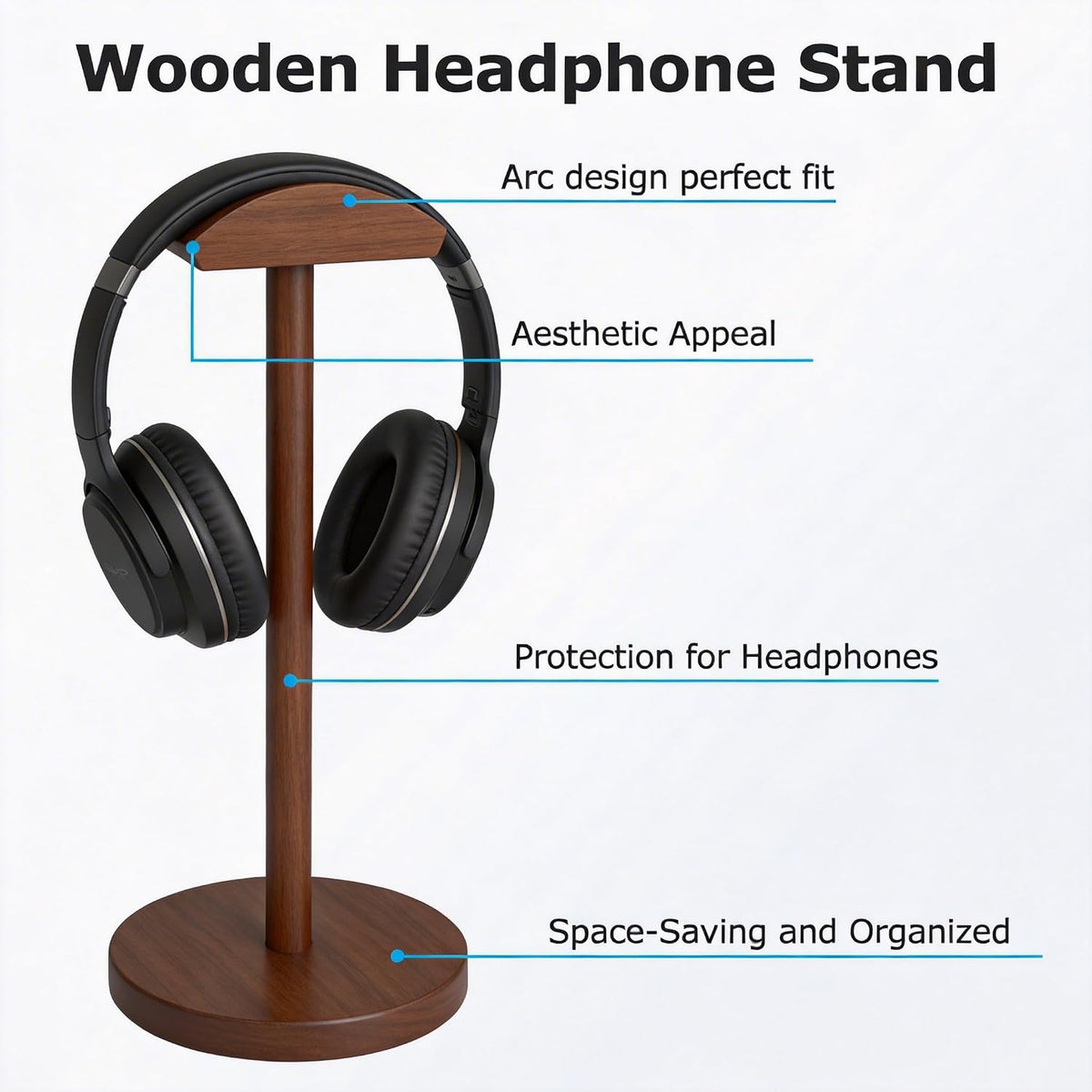 Headphone for Desk Hanger Holder Organizer Keeper Racks Storage Mount Gaming Headset Stand Premium Functional Craftmanship Headset Stand (Wood Tone)