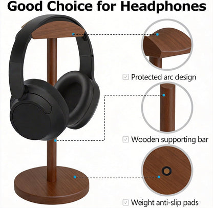 Headphone for Desk Hanger Holder Organizer Keeper Racks Storage Mount Gaming Headset Stand Premium Functional Craftmanship Headset Stand (Wood Tone)