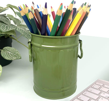 Desk Pen Holder, Metal Pencil Holder for Desk, Desk Organizer with Handle, Makeup Brush Holders, Pencil Cup, Desktop Storage Organizer for Office, School, Home (Red)