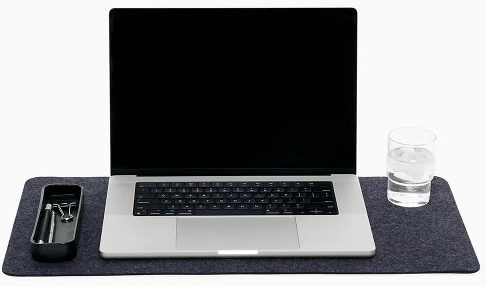 Mosen Medium Merino Wool Felt Desk Pad, Luxury Non-Slip Desk Mat, Blotter for Office and Home, 24W x 12H, Charcoal