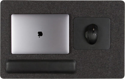 Mosen Medium Merino Wool Felt Desk Pad, Luxury Non-Slip Desk Mat, Blotter for Office and Home, 24W x 12H, Charcoal