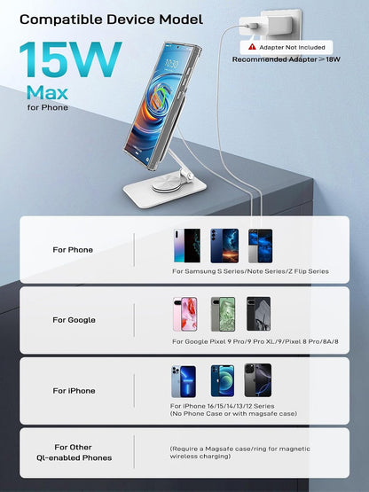 Compatible with MagSafe Charger, 15W Magnetic Charger Stand for Phones