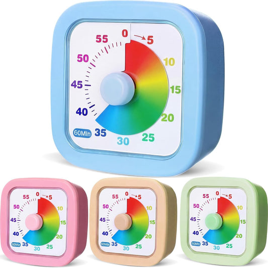 4 Pack Visual Timer, Gradient, Pink, Blue, Yellow, Green