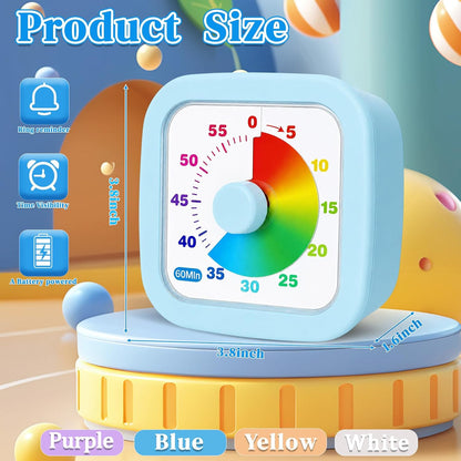 4 Pack Visual Timer, Gradient, Pink, Blue, Yellow, Green