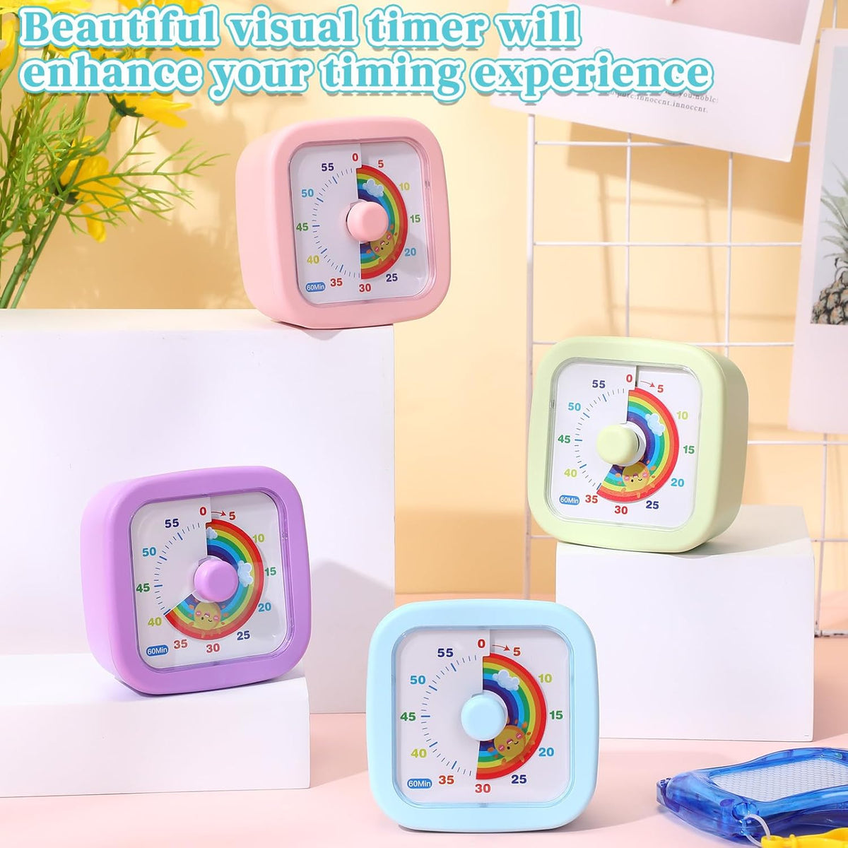 4 Pack Visual Timer, Gradient, Pink, Blue, Yellow, Green