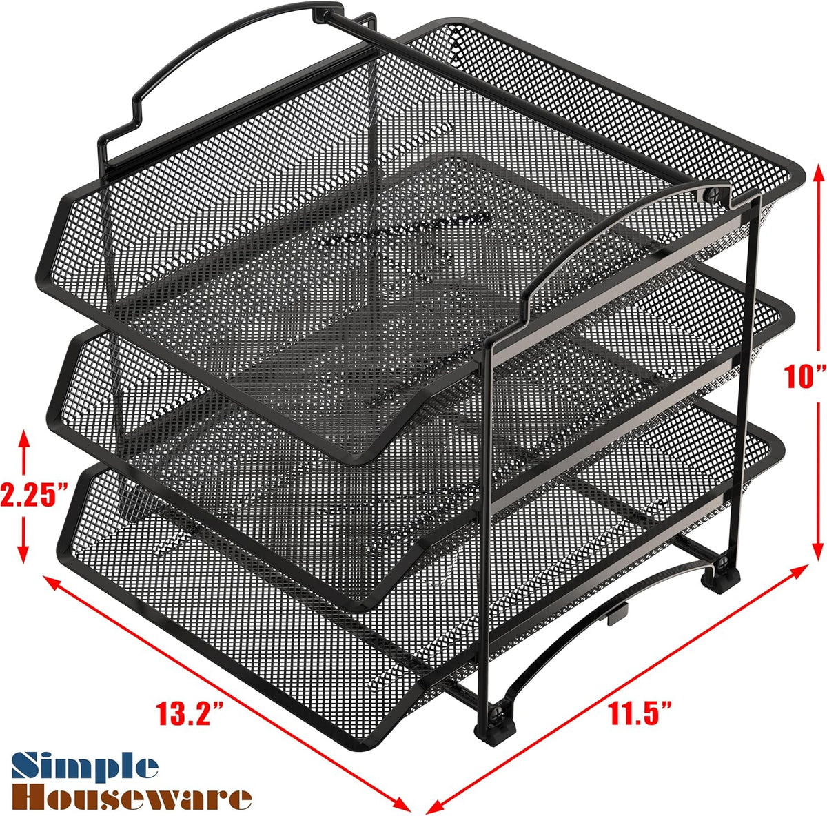3 Tier Paper Organizer, in Out Trays for Desk, Black