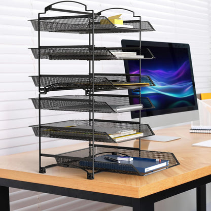 3 Tier Paper Organizer, in Out Trays for Desk, Black