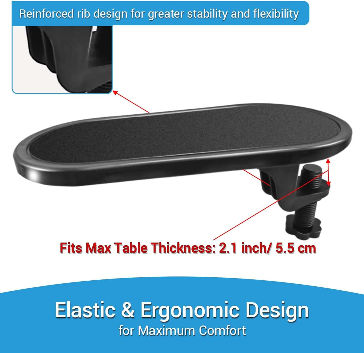 Arm Rest for Desk,Rotating Adjustable Computer Desk Armrest Extender Tray,Ergonomic Elbow Support Relieve Stress,Eliminate Pain,Reduce Office Occupational Chronic