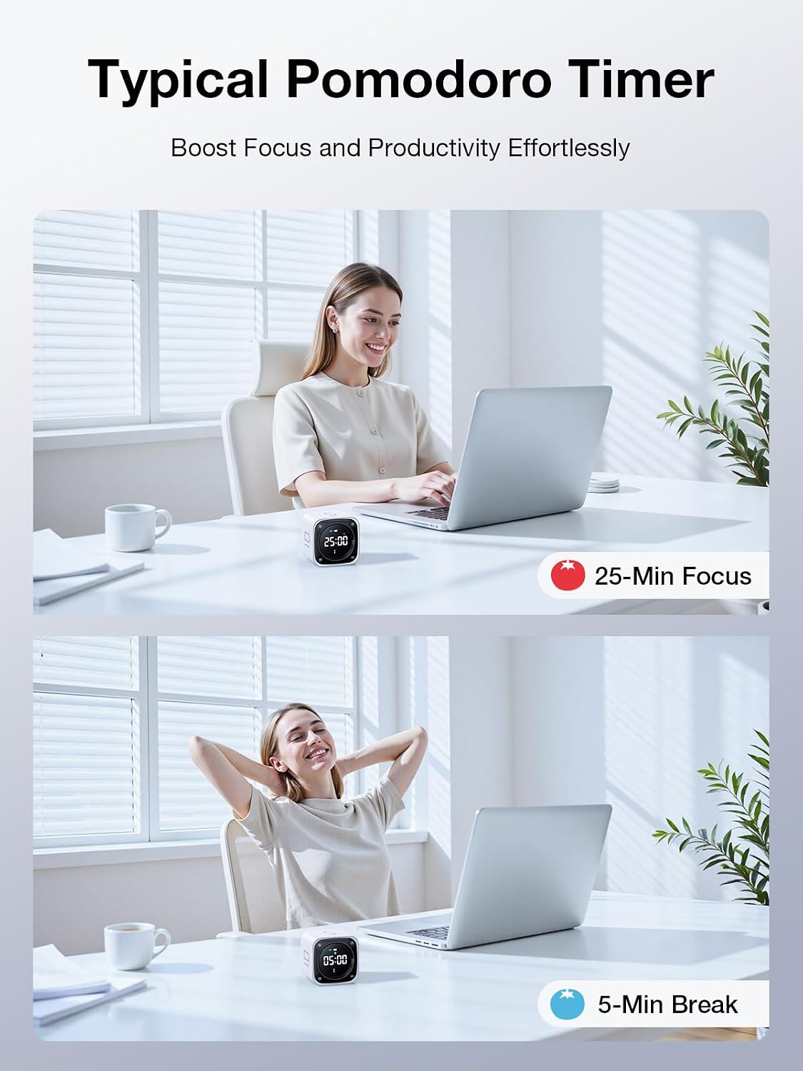 TK3 Pomodoro Timer Cube for Focus, Study, Work, Task, ADHD,Kitchen
