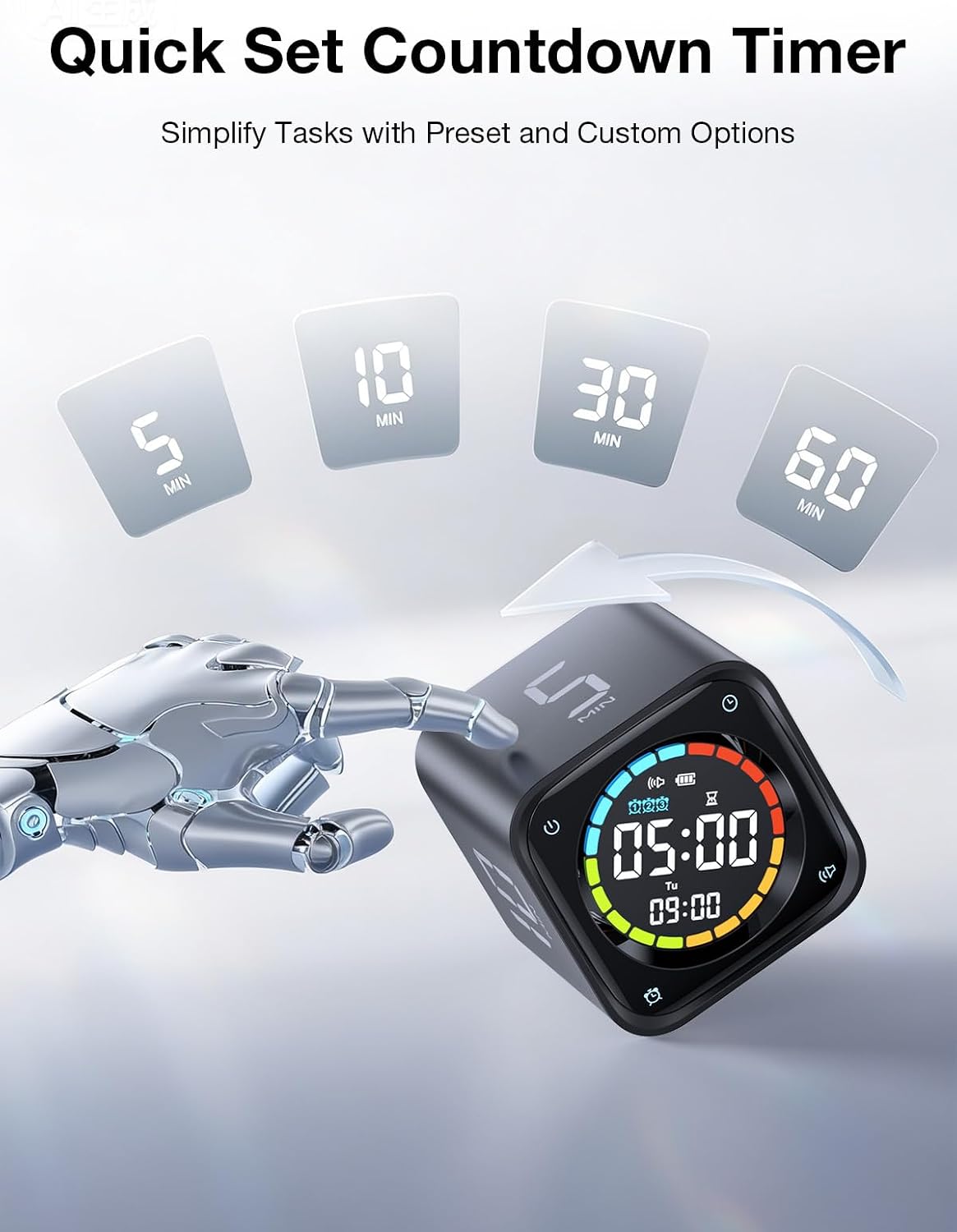 TK3 Pomodoro Timer Cube for Focus, Study, Work, Task, ADHD,Kitchen