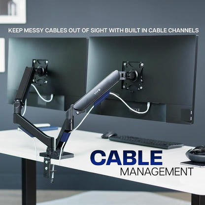 Dual Monitor Stand, Fully Adjustable Arms for 17 to 32 inch Screens, Mechanical Articulating Desk Mount, Gaming and Office Setups, VESA 75x75, 100x100, Max 19.8 lbs, Classic, Black, STAND-V002O