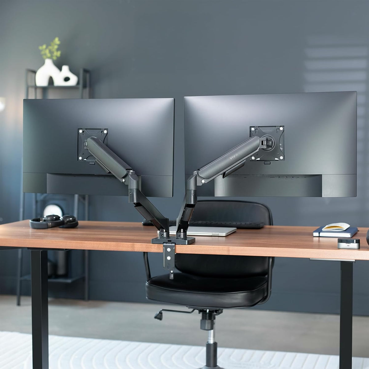 Dual Monitor Stand, Fully Adjustable Arms for 17 to 32 inch Screens, Mechanical Articulating Desk Mount, Gaming and Office Setups, VESA 75x75, 100x100, Max 19.8 lbs, Classic, Black, STAND-V002O