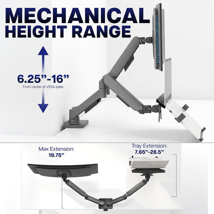 Dual Monitor Stand, Fully Adjustable Arms for 17 to 32 inch Screens, Mechanical Articulating Desk Mount, Gaming and Office Setups, VESA 75x75, 100x100, Max 19.8 lbs, Classic, Black, STAND-V002O
