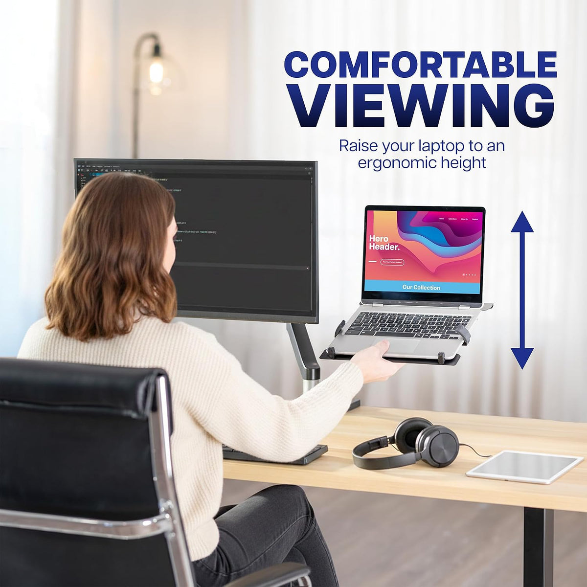 Dual Monitor Stand, Fully Adjustable Arms for 17 to 32 inch Screens, Mechanical Articulating Desk Mount, Gaming and Office Setups, VESA 75x75, 100x100, Max 19.8 lbs, Classic, Black, STAND-V002O