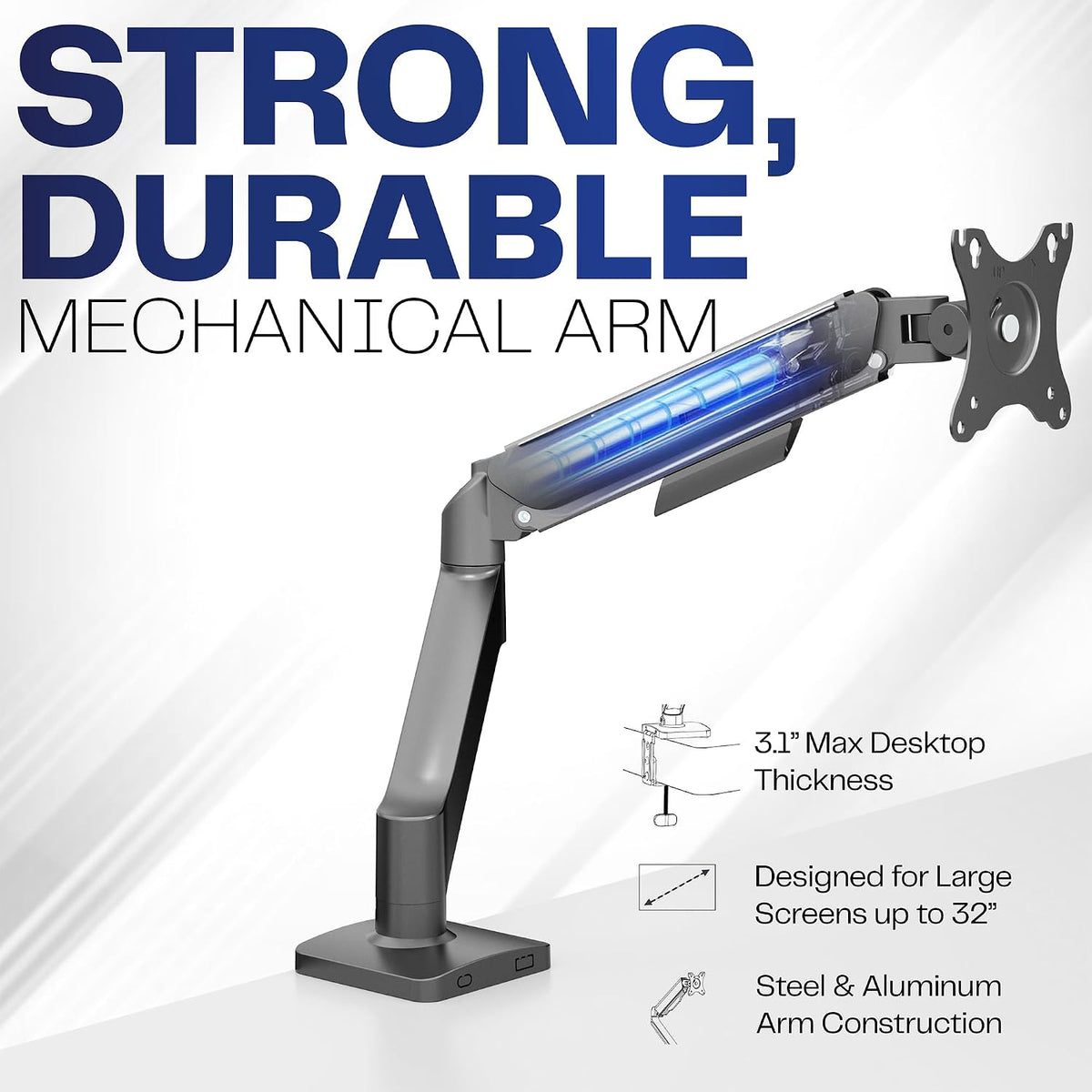 Dual Monitor Stand, Fully Adjustable Arms for 17 to 32 inch Screens, Mechanical Articulating Desk Mount, Gaming and Office Setups, VESA 75x75, 100x100, Max 19.8 lbs, Classic, Black, STAND-V002O