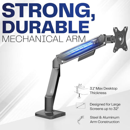 Dual Monitor Stand, Fully Adjustable Arms for 17 to 32 inch Screens, Mechanical Articulating Desk Mount, Gaming and Office Setups, VESA 75x75, 100x100, Max 19.8 lbs, Classic, Black, STAND-V002O