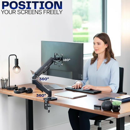 Dual Monitor Stand, Fully Adjustable Arms for 17 to 32 inch Screens, Mechanical Articulating Desk Mount, Gaming and Office Setups, VESA 75x75, 100x100, Max 19.8 lbs, Classic, Black, STAND-V002O