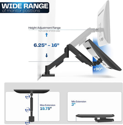 Dual Monitor Stand, Fully Adjustable Arms for 17 to 32 inch Screens, Mechanical Articulating Desk Mount, Gaming and Office Setups, VESA 75x75, 100x100, Max 19.8 lbs, Classic, Black, STAND-V002O