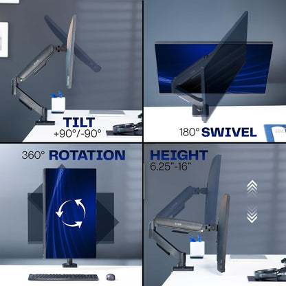 Dual Monitor Stand, Fully Adjustable Arms for 17 to 32 inch Screens, Mechanical Articulating Desk Mount, Gaming and Office Setups, VESA 75x75, 100x100, Max 19.8 lbs, Classic, Black, STAND-V002O