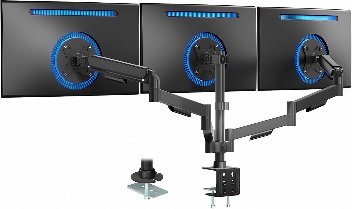Dual Monitor Stand, Fully Adjustable Arms for 17 to 32 inch Screens, Mechanical Articulating Desk Mount, Gaming and Office Setups, VESA 75x75, 100x100, Max 19.8 lbs, Classic, Black, STAND-V002O