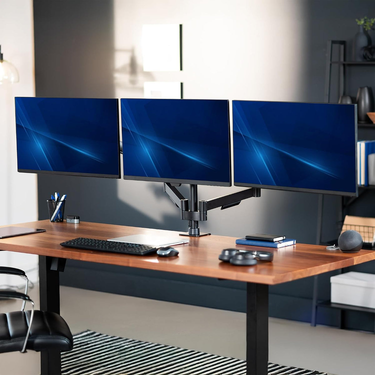 Dual Monitor Stand, Fully Adjustable Arms for 17 to 32 inch Screens, Mechanical Articulating Desk Mount, Gaming and Office Setups, VESA 75x75, 100x100, Max 19.8 lbs, Classic, Black, STAND-V002O