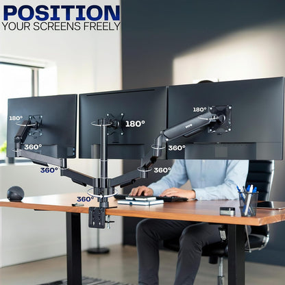 Dual Monitor Stand, Fully Adjustable Arms for 17 to 32 inch Screens, Mechanical Articulating Desk Mount, Gaming and Office Setups, VESA 75x75, 100x100, Max 19.8 lbs, Classic, Black, STAND-V002O