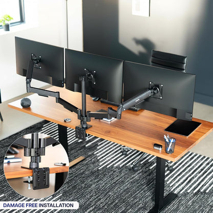 Dual Monitor Stand, Fully Adjustable Arms for 17 to 32 inch Screens, Mechanical Articulating Desk Mount, Gaming and Office Setups, VESA 75x75, 100x100, Max 19.8 lbs, Classic, Black, STAND-V002O