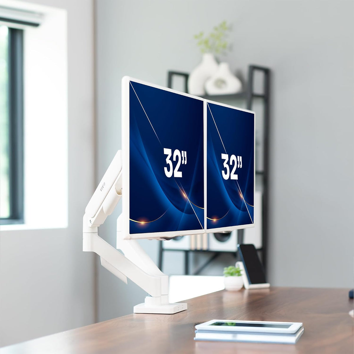 Dual Monitor Stand, Fully Adjustable Arms for 17 to 32 inch Screens, Mechanical Articulating Desk Mount, Gaming and Office Setups, VESA 75x75, 100x100, Max 19.8 lbs, Classic, Black, STAND-V002O