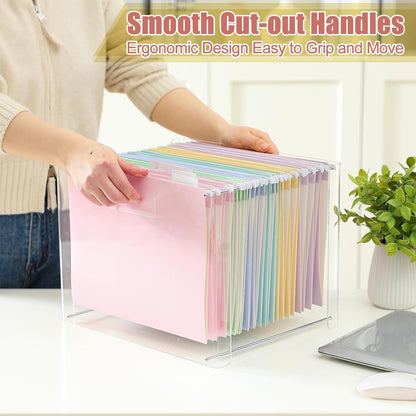 24 Hanging File Folders Acrylic Desktop Organizer,Pastel