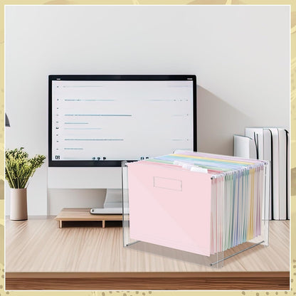 24 Hanging File Folders Acrylic Desktop Organizer,Pastel