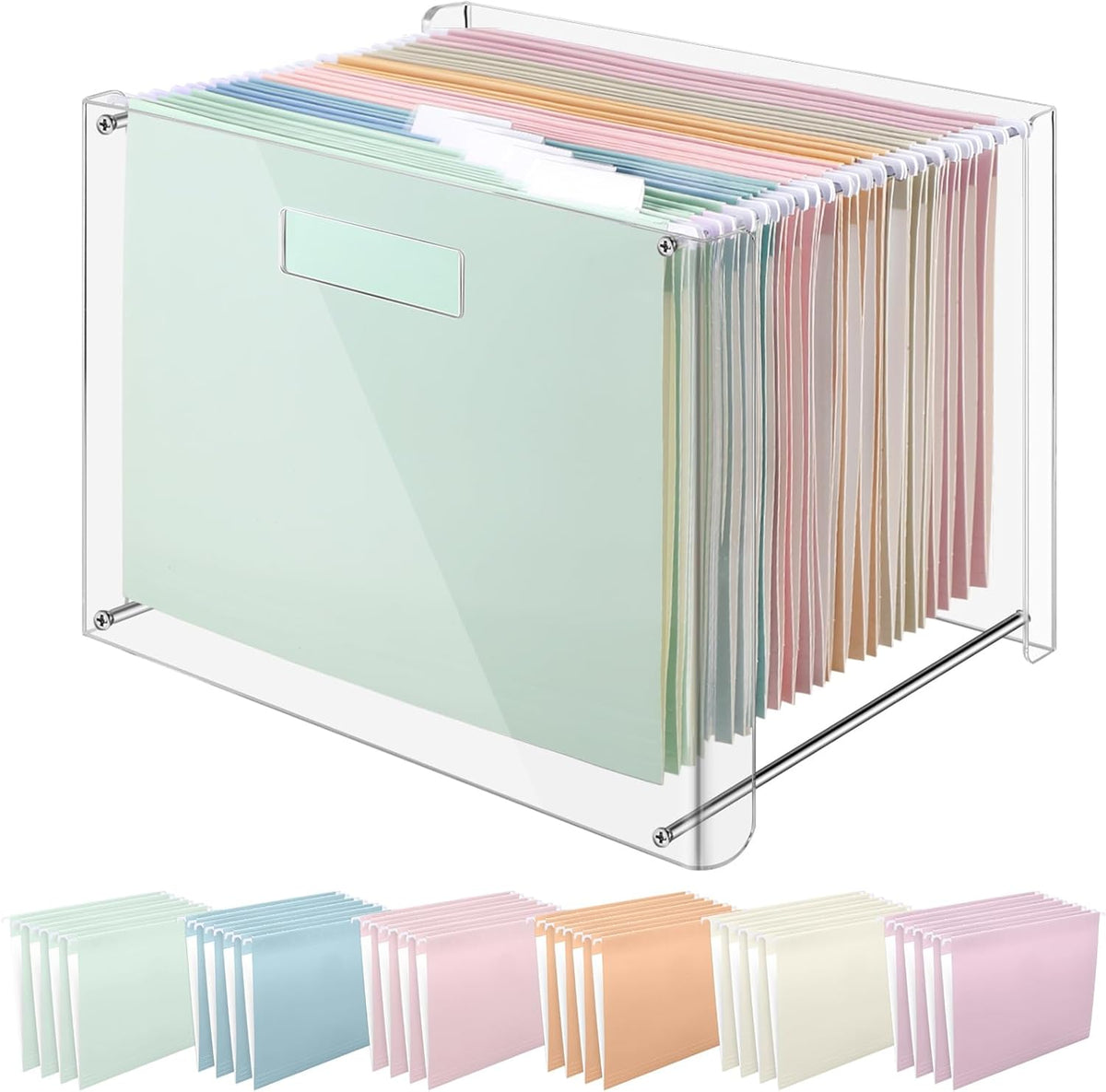24 Hanging File Folders Acrylic Desktop Organizer,Pastel