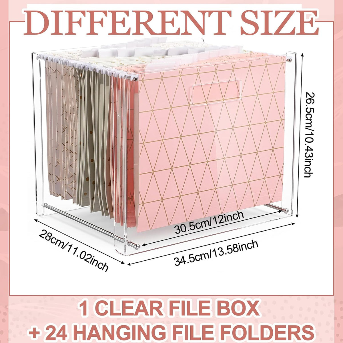 24 Hanging File Folders Acrylic Desktop Organizer,Pastel