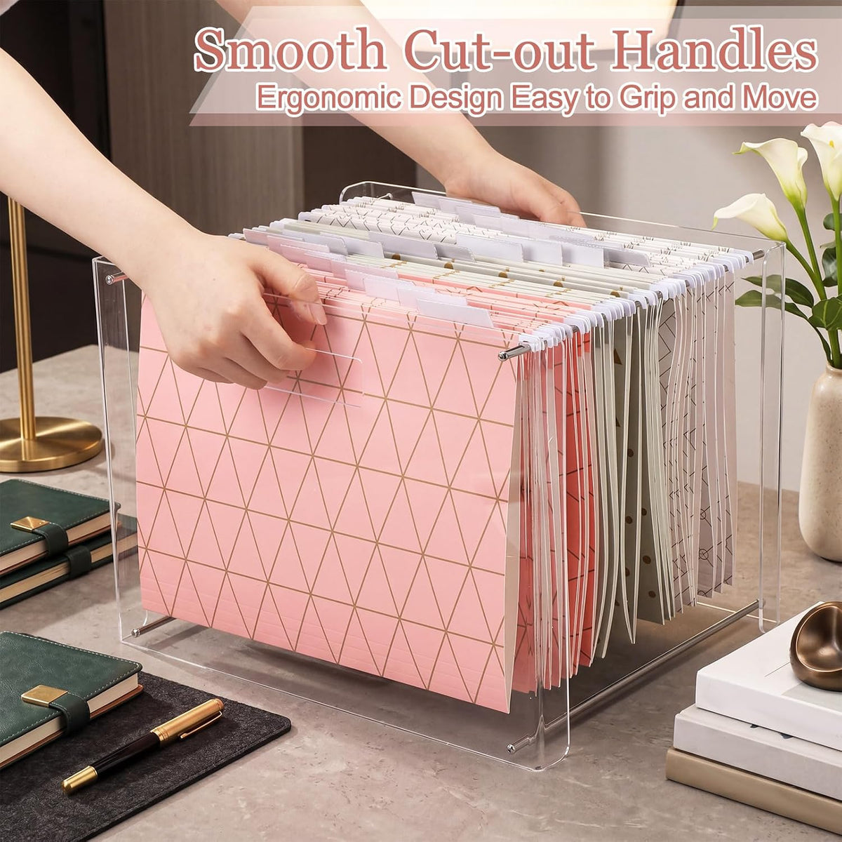 24 Hanging File Folders Acrylic Desktop Organizer,Pastel