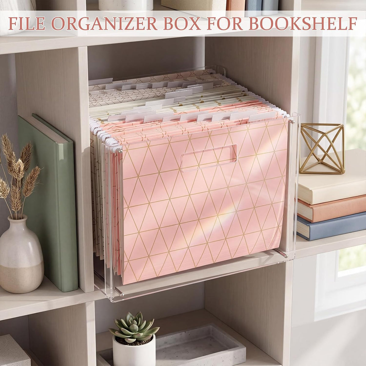 24 Hanging File Folders Acrylic Desktop Organizer,Pastel