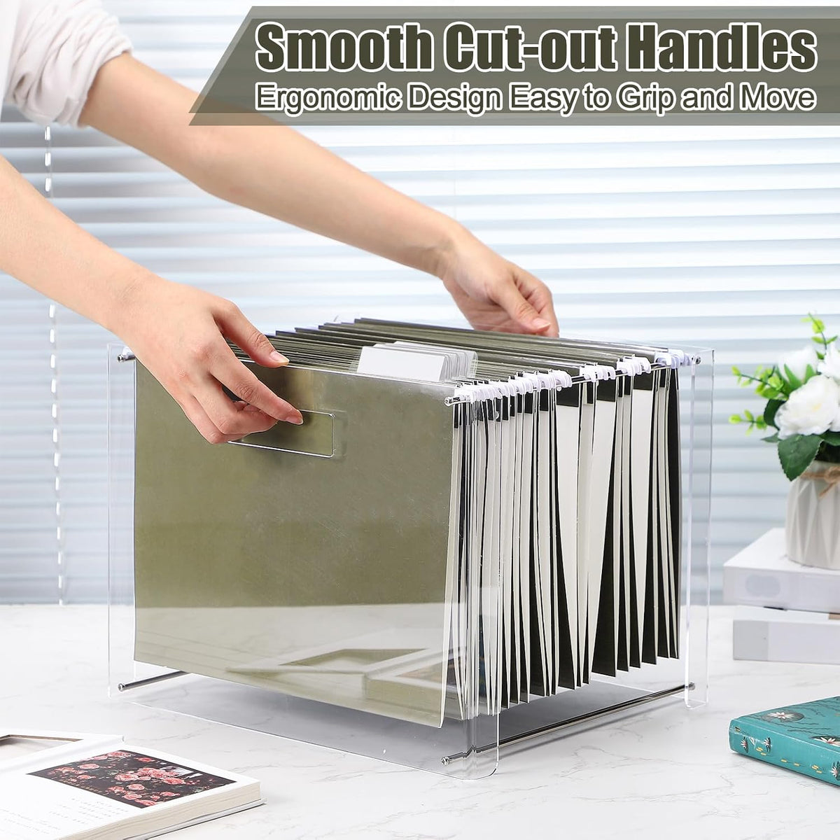 24 Hanging File Folders Acrylic Desktop Organizer,Pastel