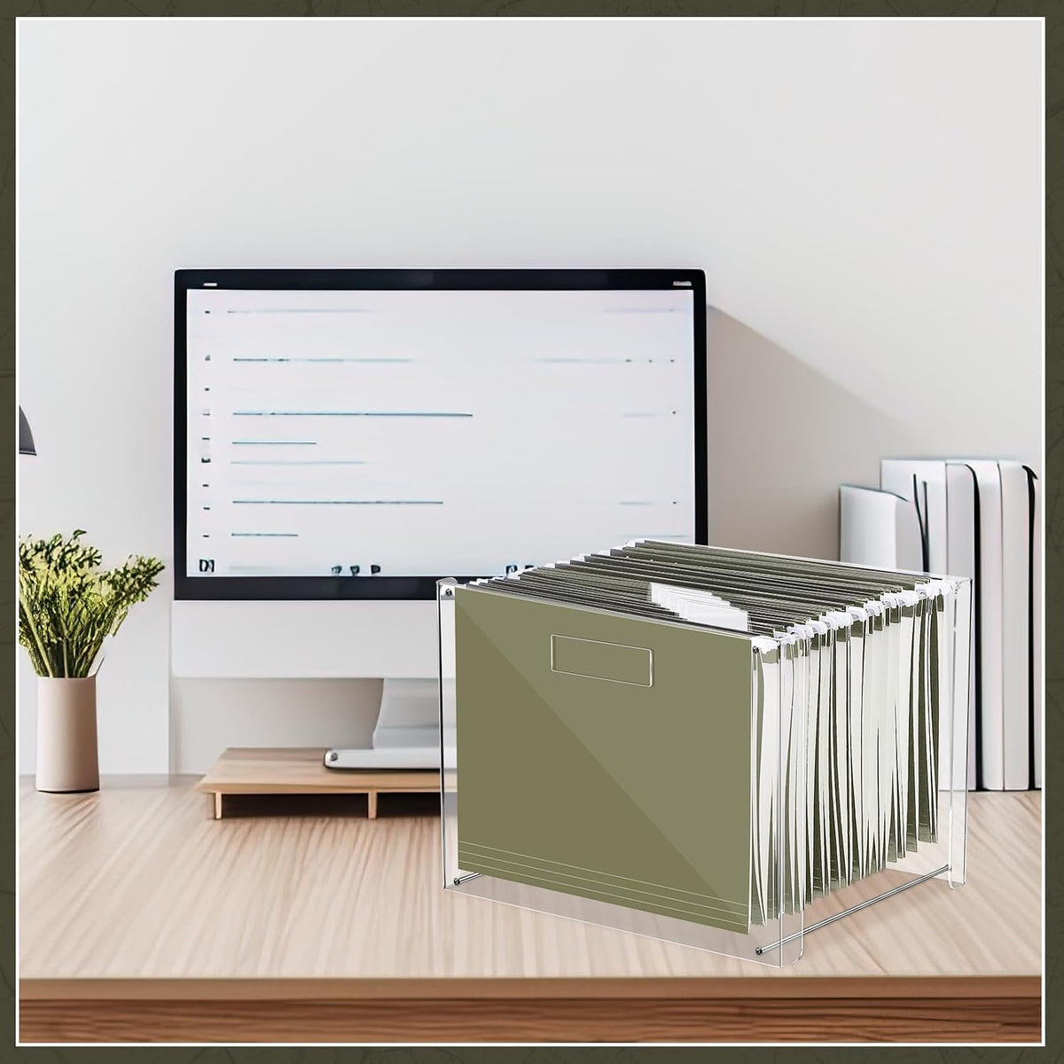 24 Hanging File Folders Acrylic Desktop Organizer,Pastel