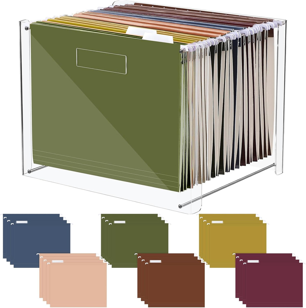 24 Hanging File Folders Acrylic Desktop Organizer,Pastel