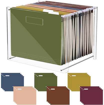 24 Hanging File Folders Acrylic Desktop Organizer,Pastel