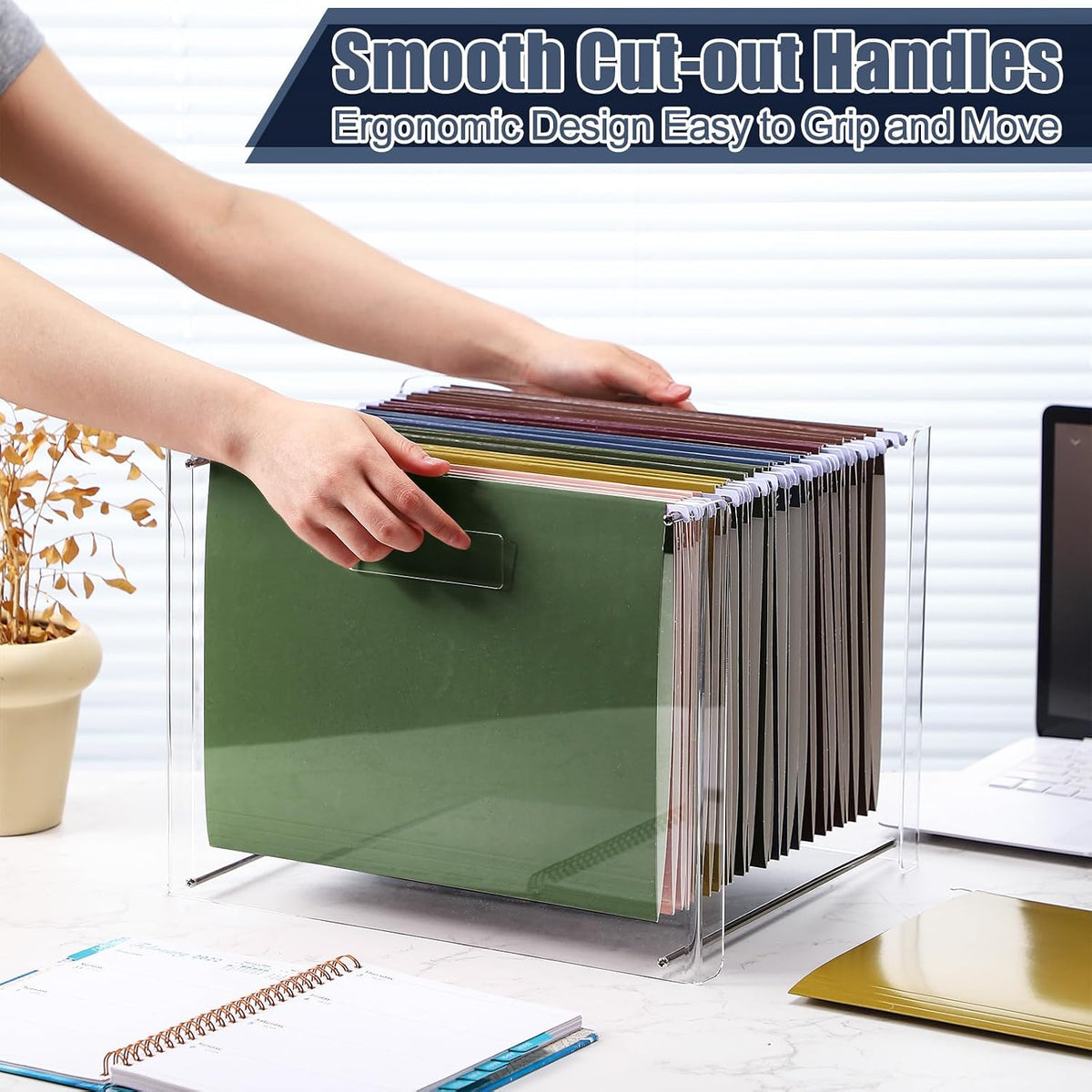 24 Hanging File Folders Acrylic Desktop Organizer,Pastel