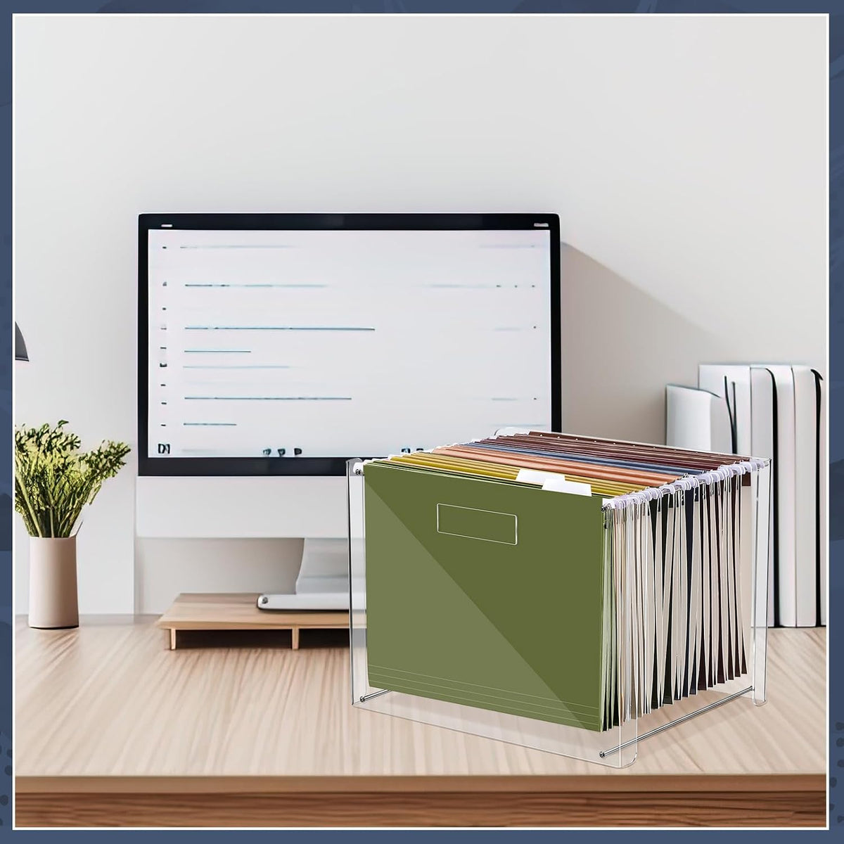 24 Hanging File Folders Acrylic Desktop Organizer,Pastel