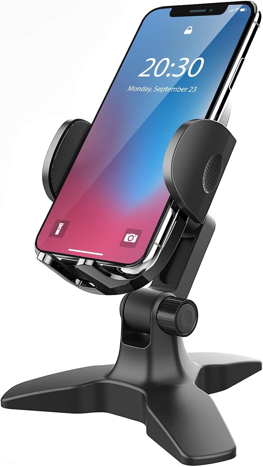 Heavy Duty Phone Stand - Adjustable Desktop Holder for Video Calls, Compatible with 4.7-6.8" Smartphones & Thick Cases, Perfect for Home Office