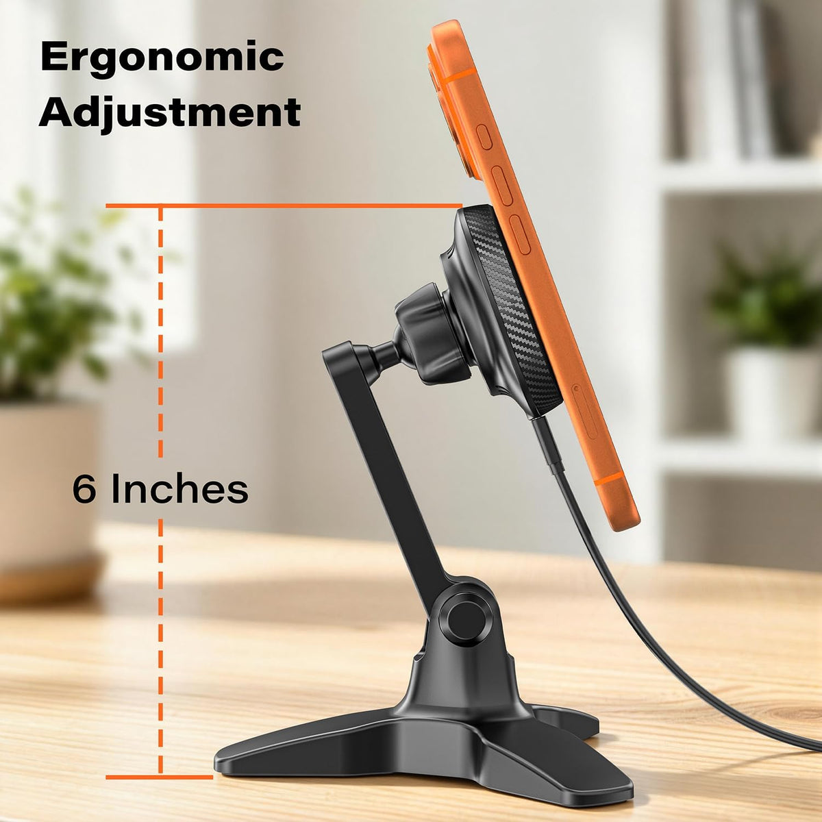 Heavy Duty Phone Stand - Adjustable Desktop Holder for Video Calls, Compatible with 4.7-6.8" Smartphones & Thick Cases, Perfect for Home Office