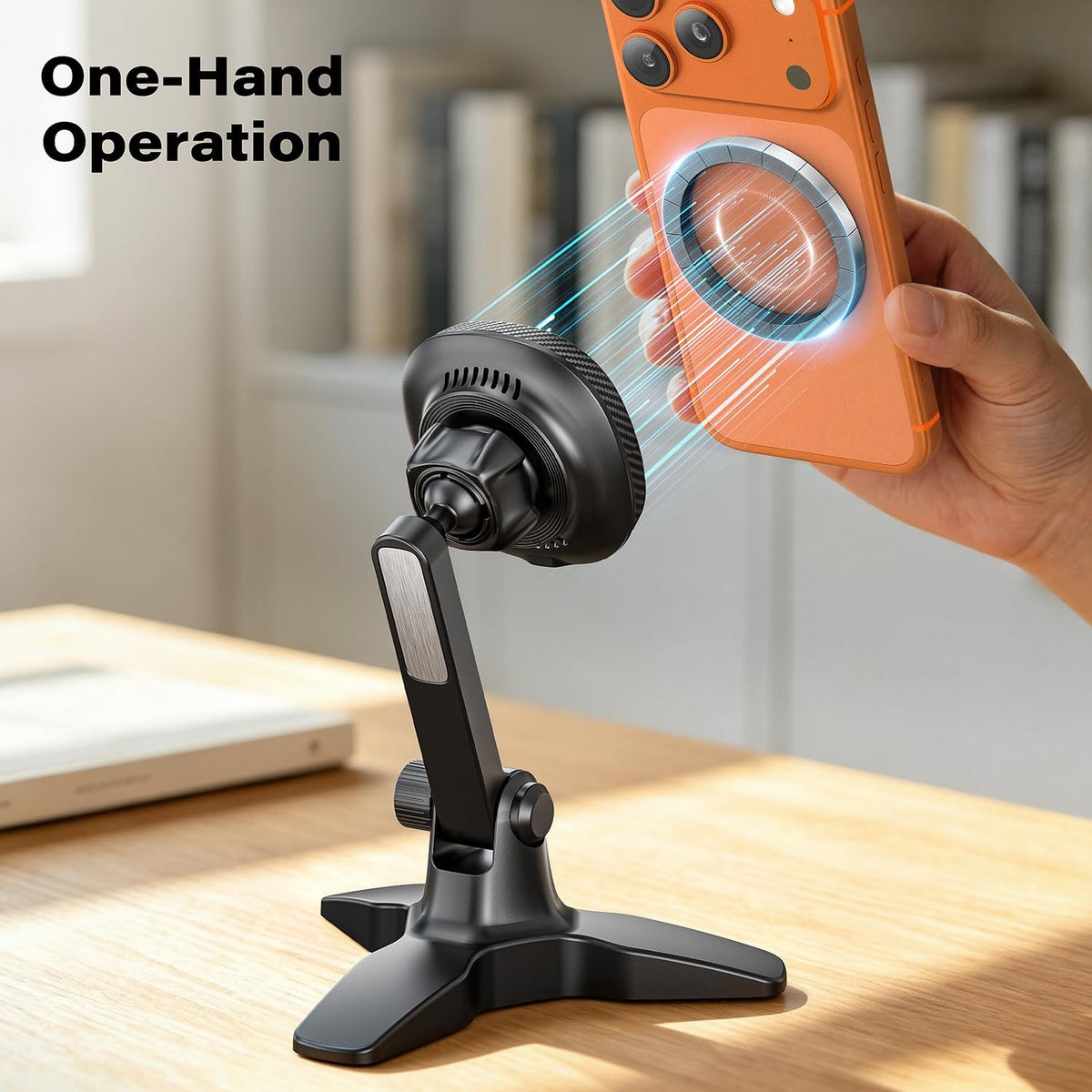 Heavy Duty Phone Stand - Adjustable Desktop Holder for Video Calls, Compatible with 4.7-6.8" Smartphones & Thick Cases, Perfect for Home Office