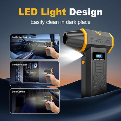 Portable Electric Air Duster with Led Light, Powerful 120000RPM 4 Speed Adjustable Mini Turbo Blower for Cleaning, Rechargeable Cordless Dusters for Home Car Outdoor PC Computer Keyboard
