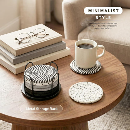 Coasters Set of 8 for Drinks, 4 Inch Large Coasters for Coffee Table, Tabletop Protection for Hot & Cold Drinks, Versatile Coasters for Home Decor, Non-Slip & Easy to Clean, Coffee