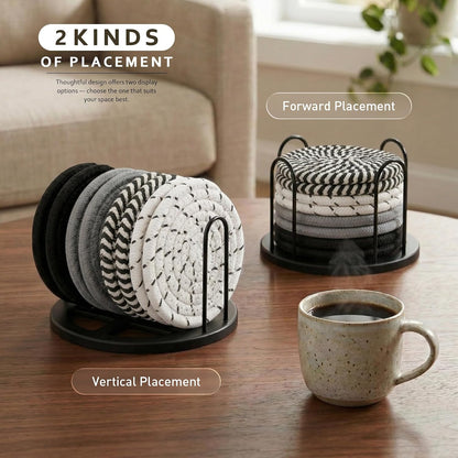 Coasters Set of 8 for Drinks, 4 Inch Large Coasters for Coffee Table, Tabletop Protection for Hot & Cold Drinks, Versatile Coasters for Home Decor, Non-Slip & Easy to Clean, Coffee